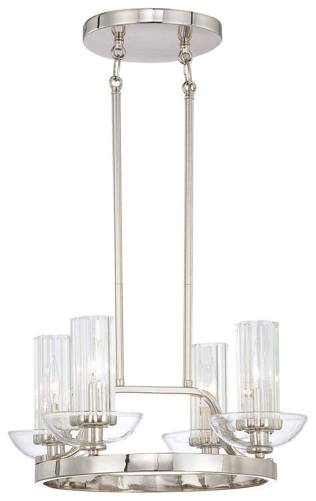 Four Light Nickel Up Chandelier