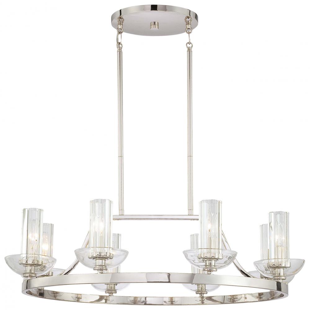 Eight Light Nickel Up Chandelier