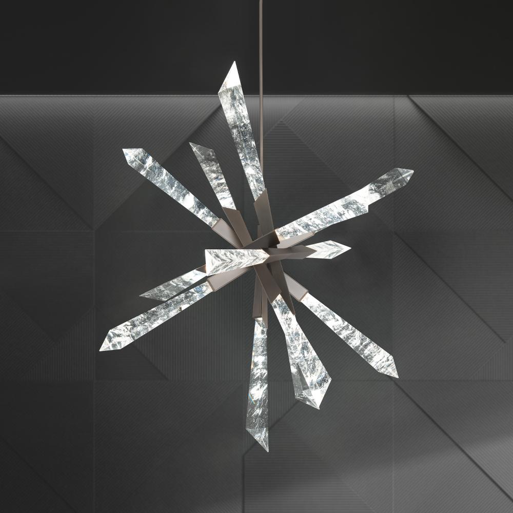 Solitude 36in LED 3000K/3500K/4000K 120V-277V Pendant in Antique Nickel with Optic Haze Quartz