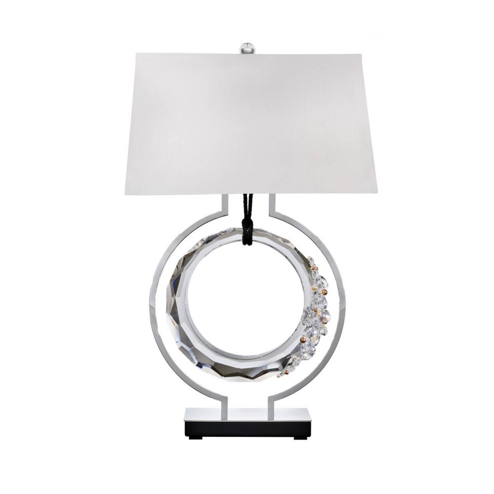 Serenity 30in 120V Table Lamp in Polished Chrome with Clear Radiance Crystal and Red Rope