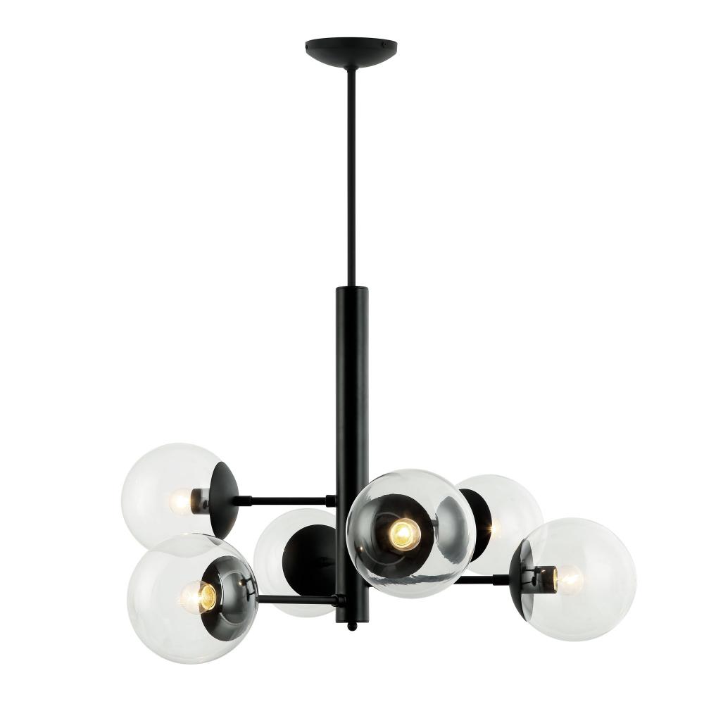 Mid-Century 6-Lt Chandelier - Black