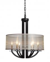 Artcraft AC2880 - Six Light Oil Rubbed Bronze Organza Shade Drum Shade Pendant