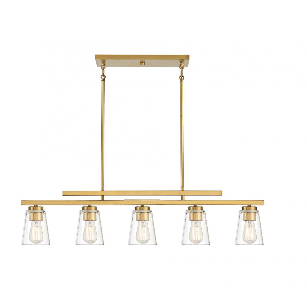 Calhoun 5-Light Linear Chandelier in Warm Brass