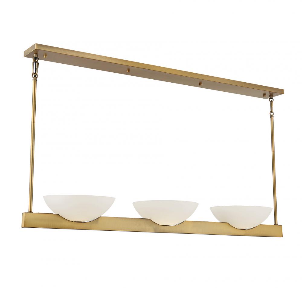 Fallon 3-Light Linear Chandelier in Warm Brass