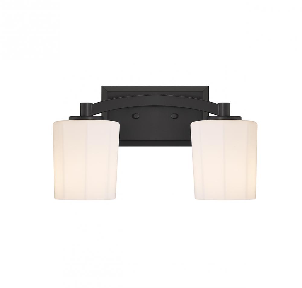 Whitney 2-Light Bathroom Vanity Light in Matte Black