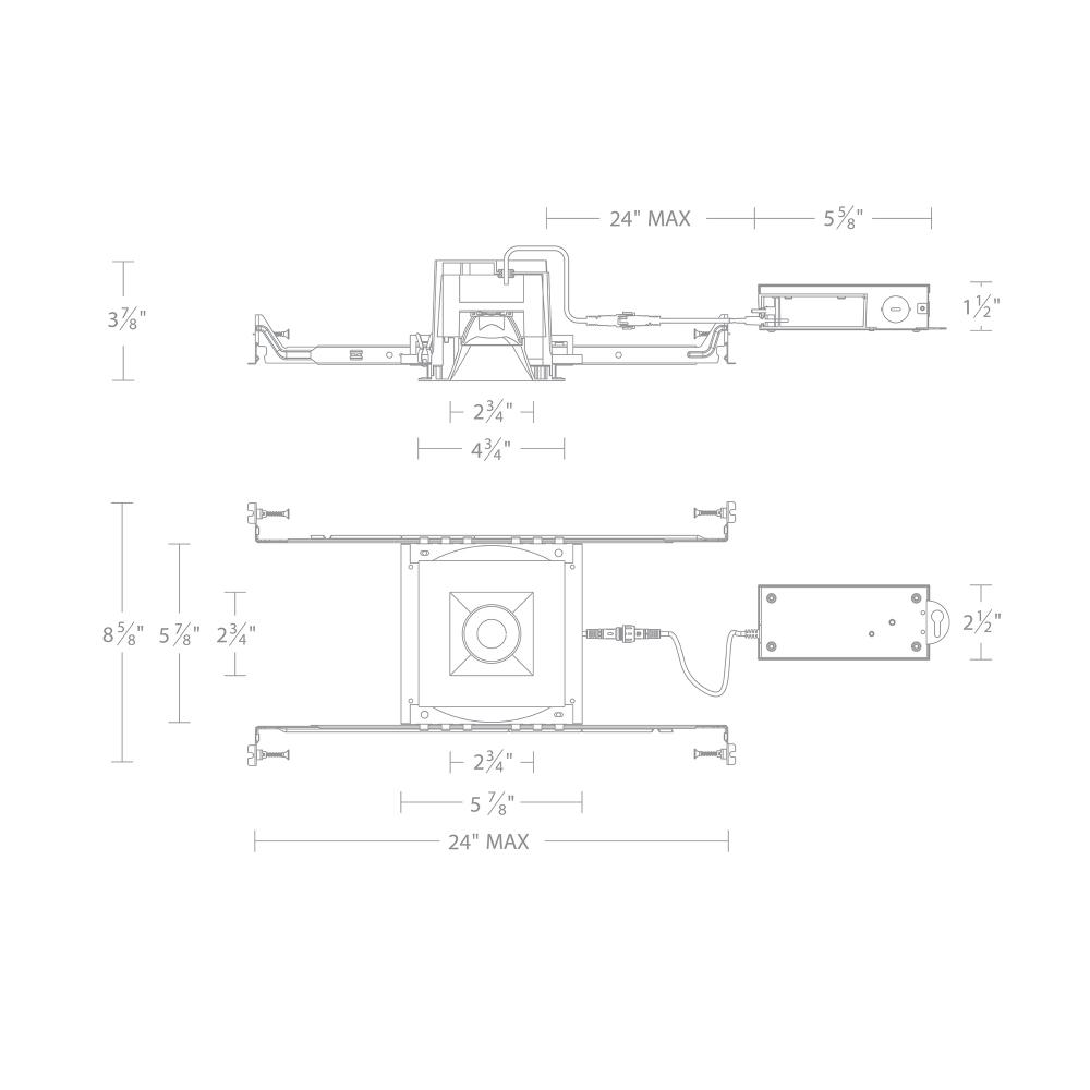 Ocular 2.0 5CCT Square Downlight Trim and Remodel Housing with New Construction Frame-In Kit and D