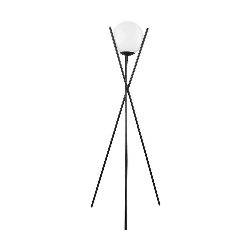 1x60W Floor Lamp w/ Black  Finish & Opal Glass Shade