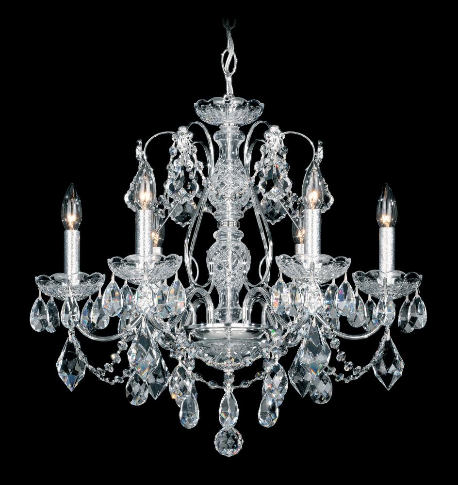 Century 6 Light 120V Chandelier in Polished Silver with Clear Heritage Handcut Crystal