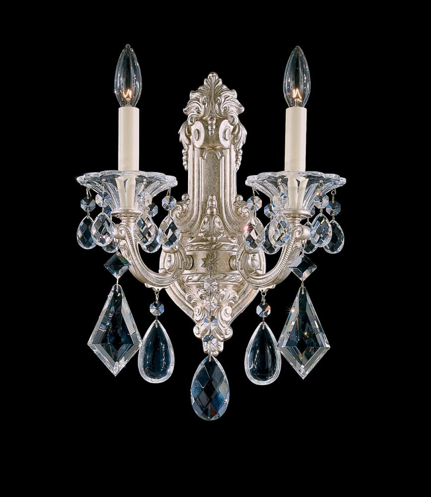 La Scala 2 Light 120V Wall Sconce in Heirloom Gold with Heritage Handcut Crystal