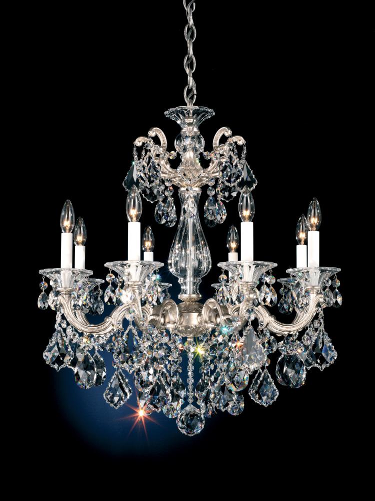 La Scala 8 Light 120V Chandelier in Heirloom Bronze with Heritage Handcut Crystal