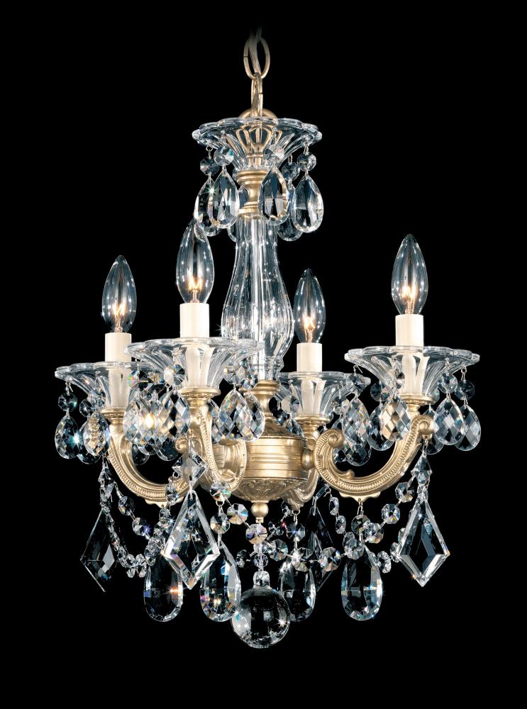 La Scala 4 Light 120V Chandelier in Antique Silver with Heritage Handcut Crystal