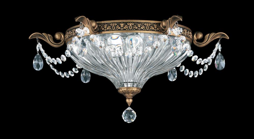 Milano 2 Light 120V Flush Mount in Parchment Gold with Clear Heritage Handcut Crystal