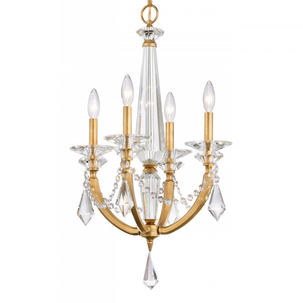 Verona 4 Light 120V Chandelier in Antique Silver with Clear Radiance Crystal