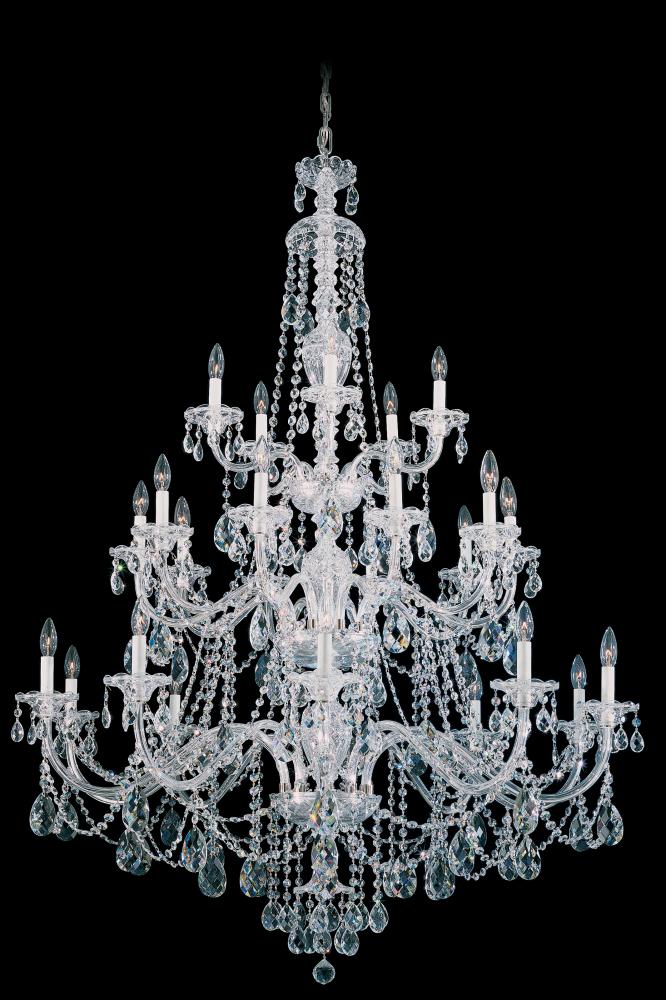 Sterling 25 Light 120V Chandelier in Polished Silver with Heritage Handcut Crystal