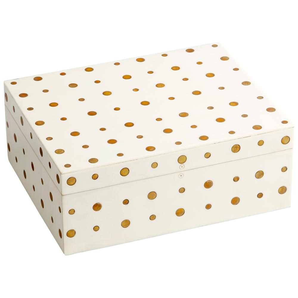 Dot Crown Container White And Brass - Medium