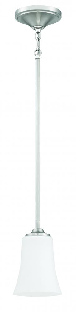 Gwyneth 1 Light Mini Pendant in Brushed Polished Nickel (White Glass)