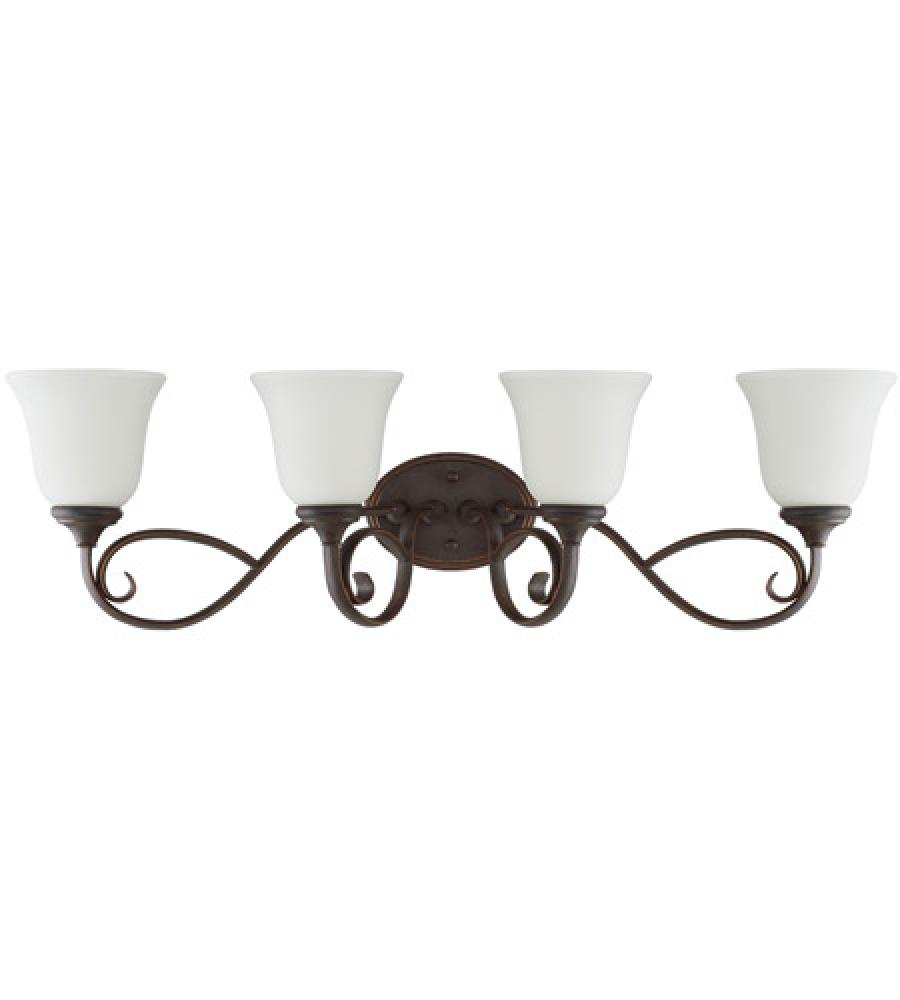 Barrett Place 4 Light Vanity in Mocha Bronze (White Glass)