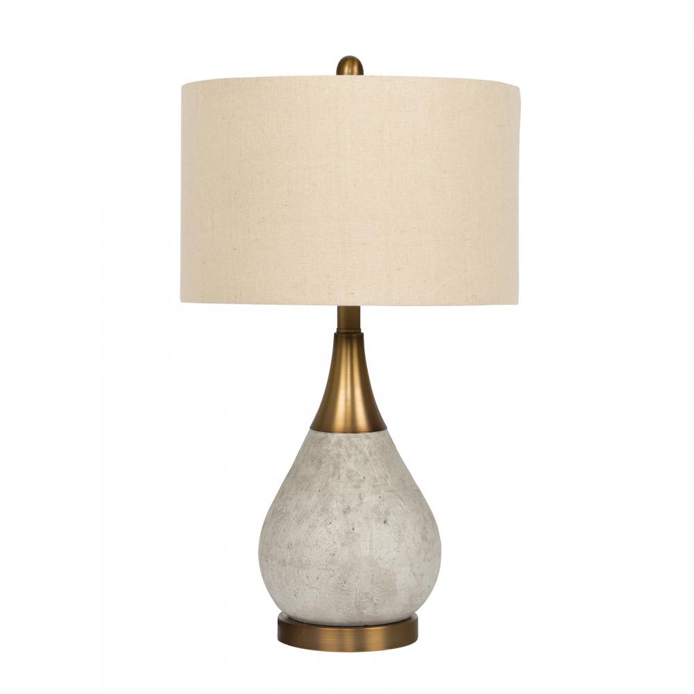 1 Light Concrete/Metal Base Table Lamp in Natural Concrete/Antique Brass