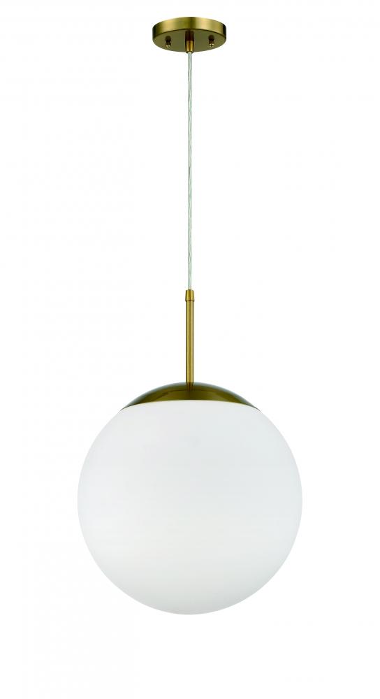 Gaze 1 Light 14" Pendant in Satin Brass (White Glass)