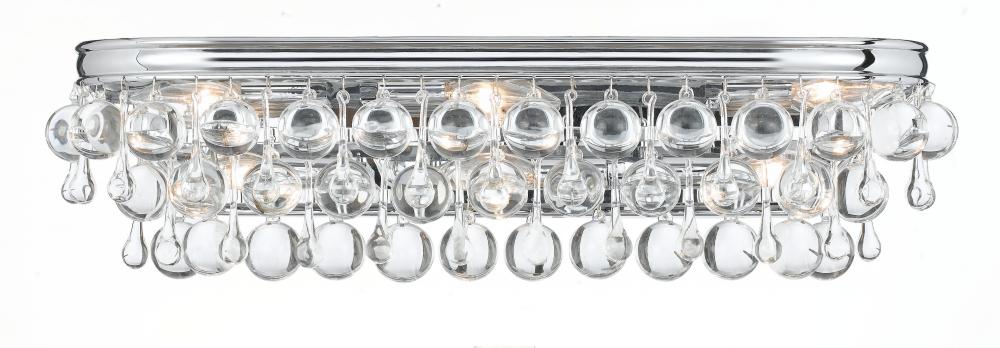 Calypso 6 Light Crystal Teardrop Polished Chrome Sconce