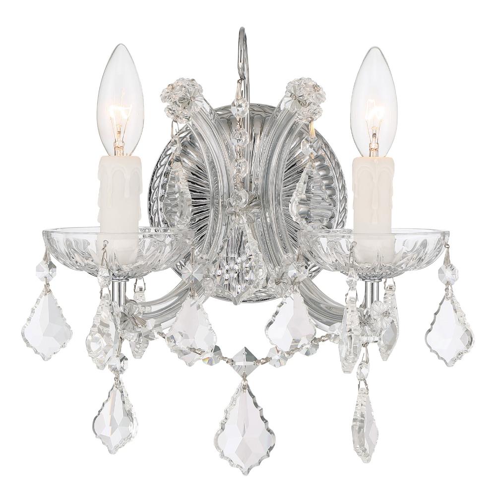 Maria Theresa 2 Light Clear Italian Crystal Polished Chrome Sconce