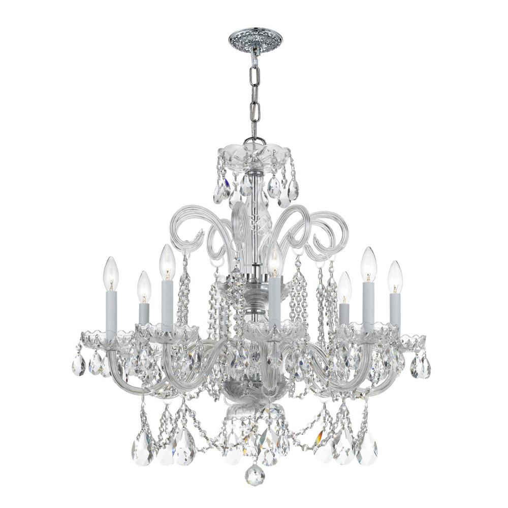 Traditional Crystal 8 Light Swarovski Strass Crystal Polished Chrome Chandelier