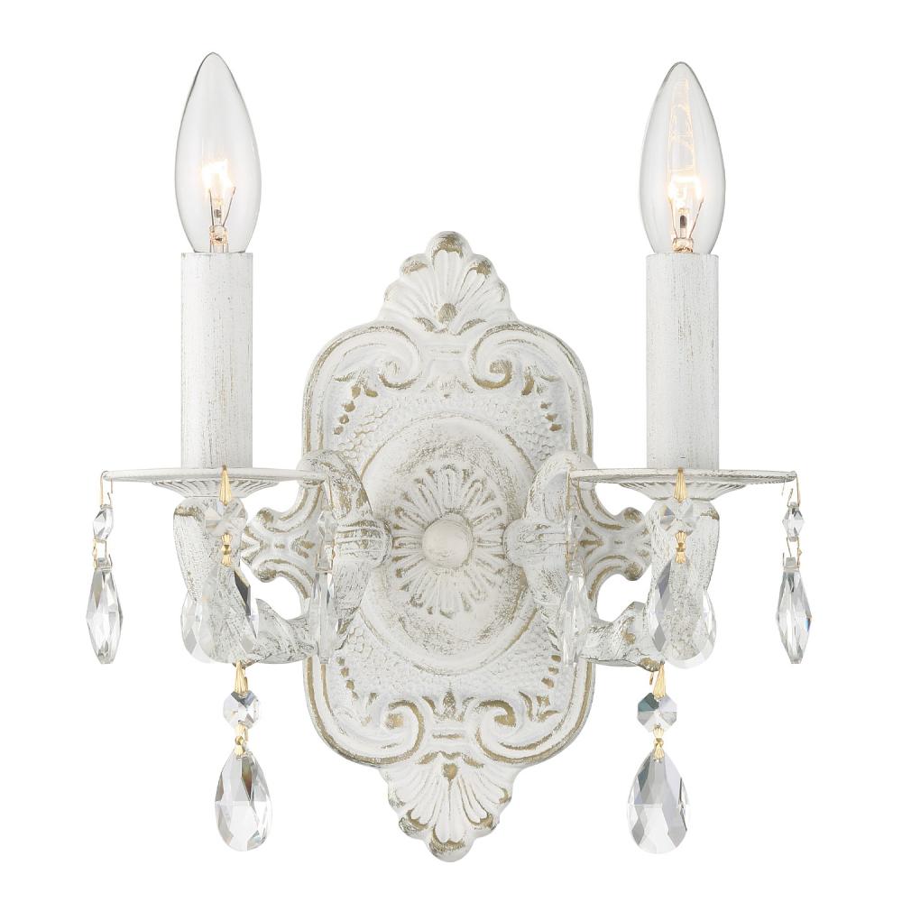 Paris Market 2 Light Spectra Crystal Antique White Sconce