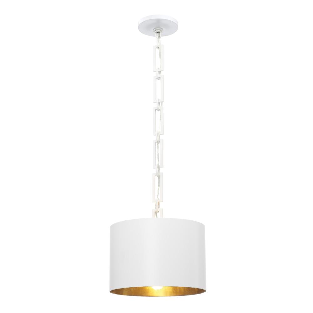 Brian Patrick Flynn for Crystorama Alston 1 Light Matte White + Antique Gold Mini Pendant