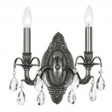 Crystorama 5562-PW-CL-S - Dawson 2 Light Swarovski Strass Crystal Pewter Sconce