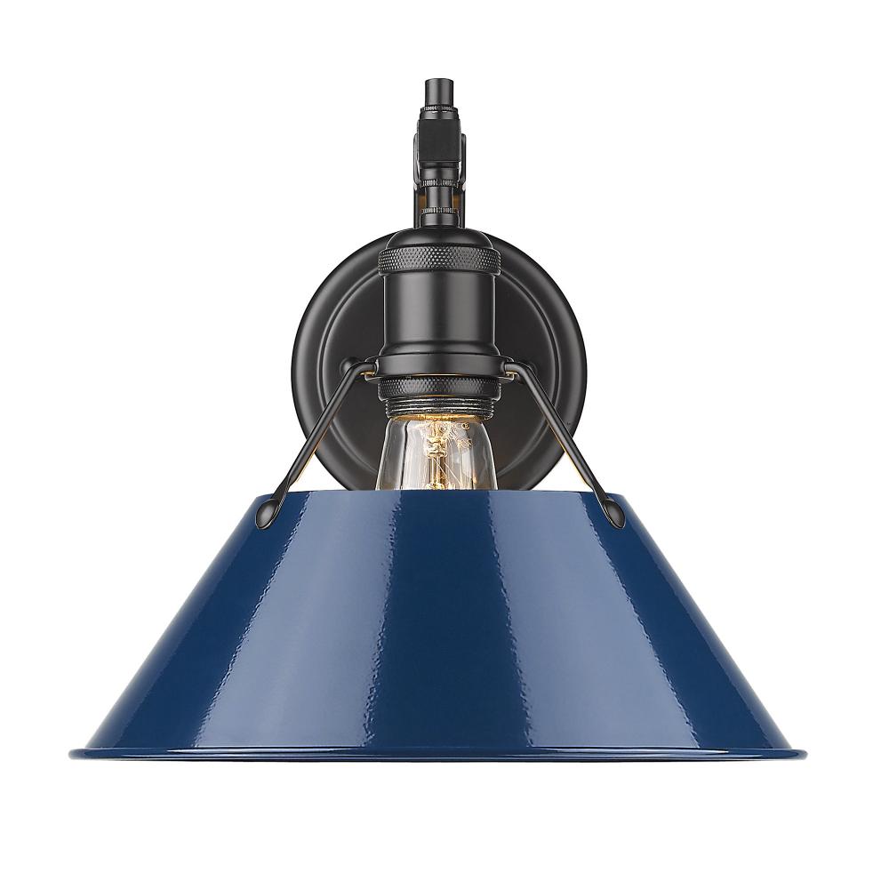 Orwell 1-Light Wall Sconce in Matte Black with Matte Navy