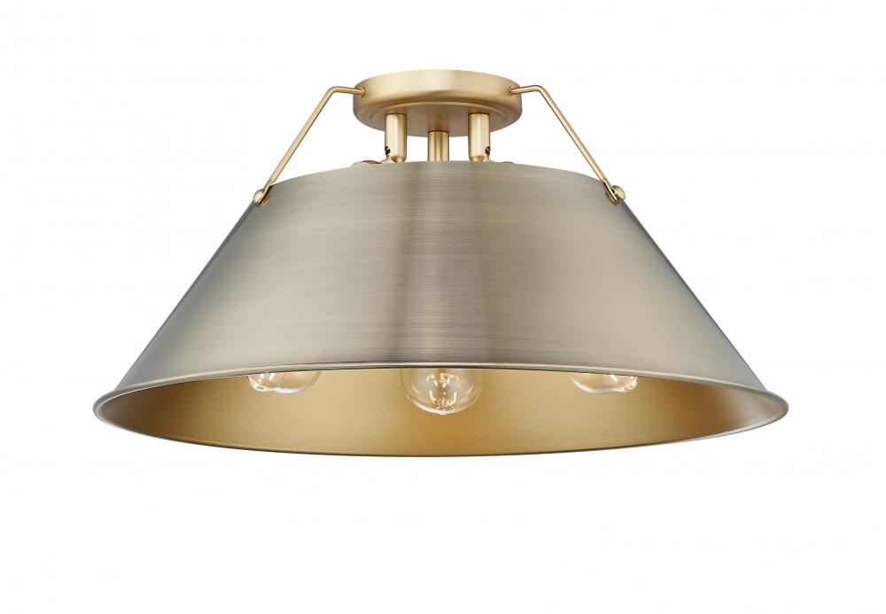 Orwell 3-Light Flush Mount in Brushed Champagne Bronze with Aged Brass