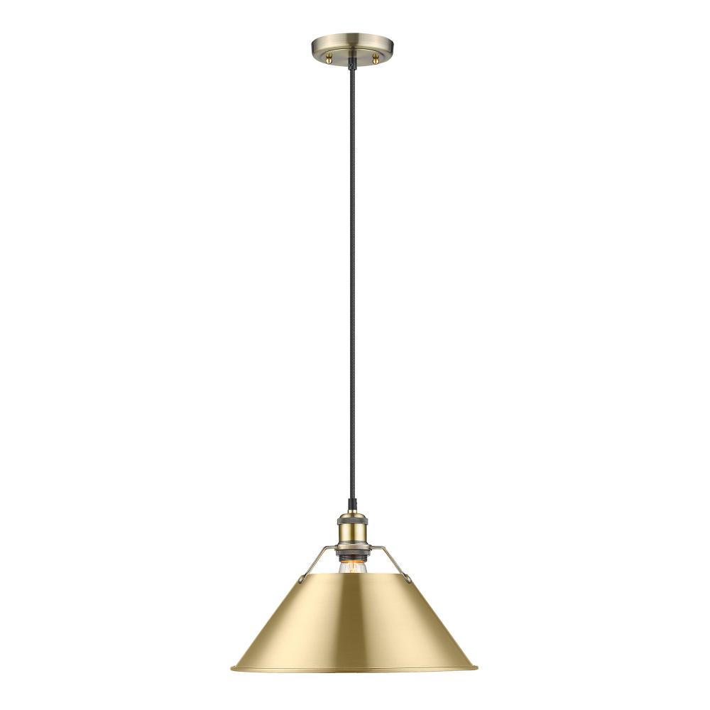 Orwell 14" Wide Large Pendant in Aged Brass with Brushed Champagne Bronze