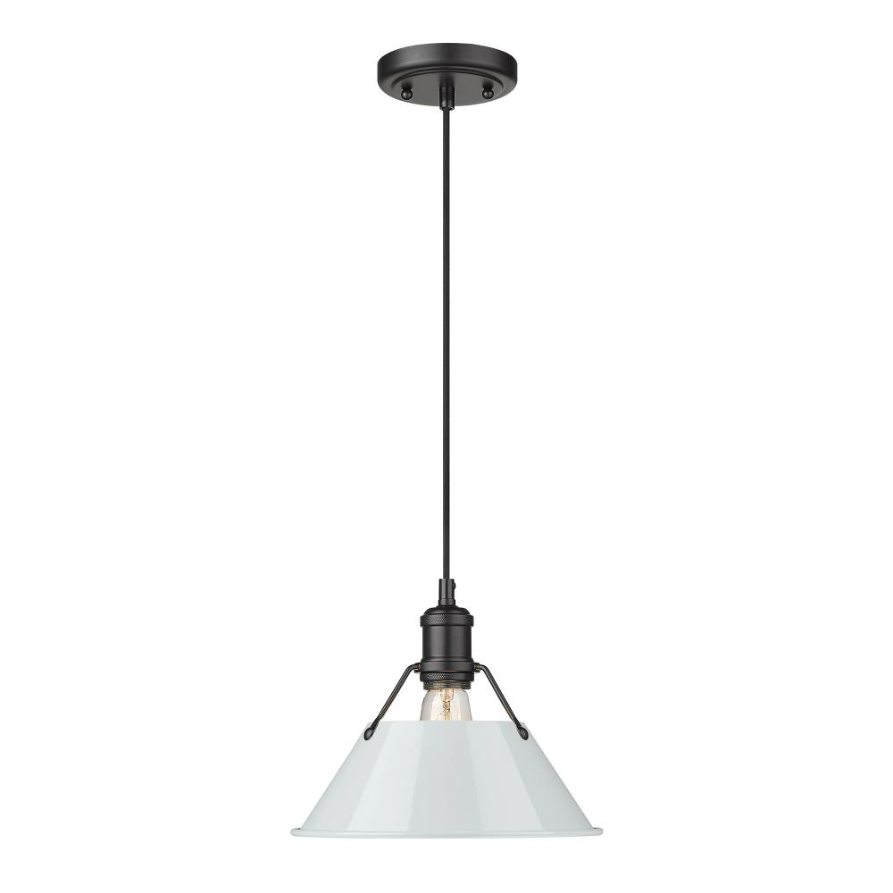 Orwell 10" Wide Medium Pendant in Matte Black with Dusky Blue