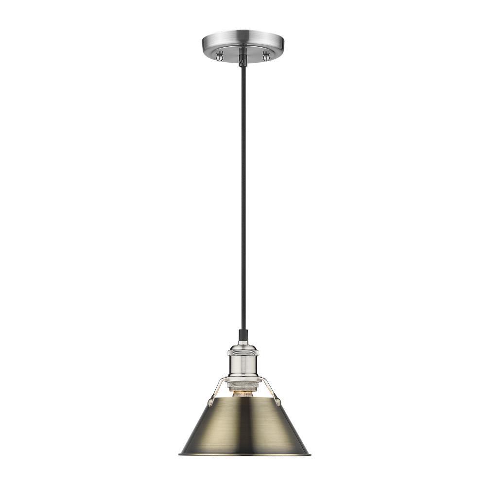 Orwell 7.5" Wide Small Pendant in Pewter with Aged Brass