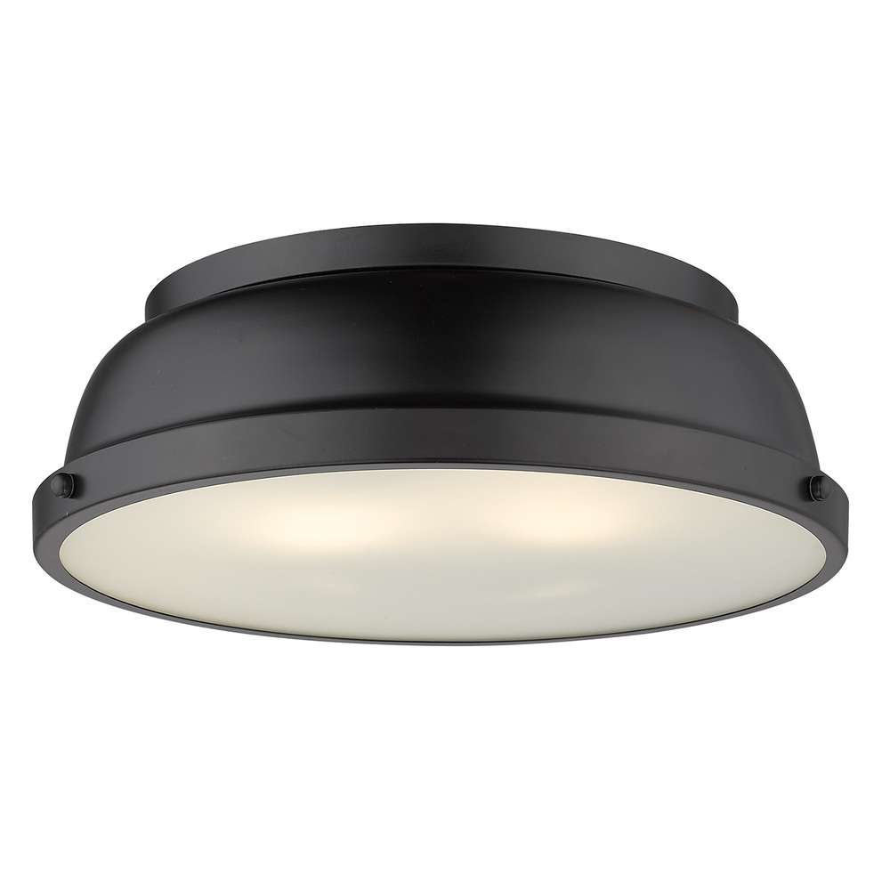 Duncan 14" Flush Mount in Matte Black with a Matte Black Shade