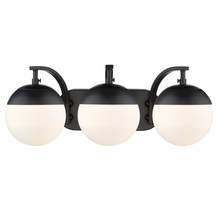  3218-BA3 BLK-BLK - Dixon 3-Light Bath Vanity in Matte Black with Opal Glass and Matte Black Cap