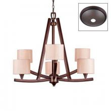 Golden 4090-6 MW - Six Light Mahogany Wood Brushed Sand Shade Up Chandelier