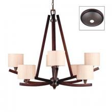 Golden 4090-8 MW - Eight Light Mahogany Wood Brushed Sand Shade Up Chandelier