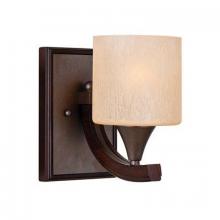 Golden 4090-BA1 MW - One Light Mahogany Wood Brushed Sand Glass Bathroom Sconce