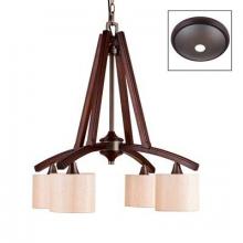 Golden 4090-D4 MW - Four Light Mahogany Wood Brushed Sand Shade Down Chandelier