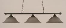 Toltec Company 373-DG-602 - Three Light Dark Granite Gray Linen Glass Pool Table Light