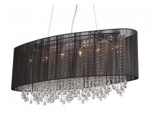  HF1503-BLK - Beverly Dr. Collection Oval Black Silk String Shade and Crystal Dual Mount