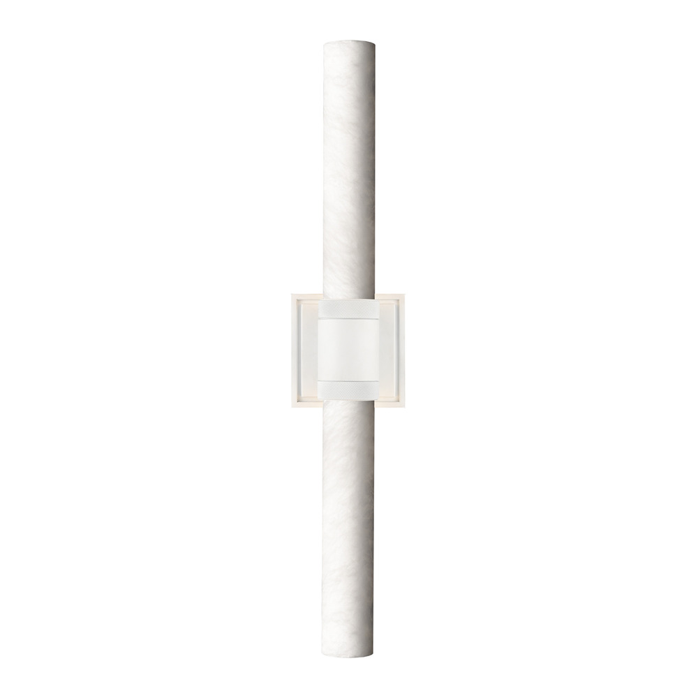 LED 3CCT Duo Wall Sconce, 12" Alabaster Shade and Matte White Finish