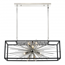 ZEEV Lighting CD10490-10-PN+MBK - 10-Light Modern Rectangular Sputnik Polished Nickel Chandelier