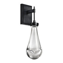 ZEEV Lighting WS10908-LED-SBB - LED 3CCT 1-Light Heavy Clear Rain Drop Glass Satin Brushed Black Vertical Wall Sconce