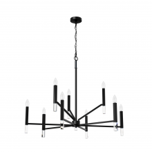  45232 - Hunter Sunjai Matte Black 9 Light Chandelier Ceiling Light Fixture