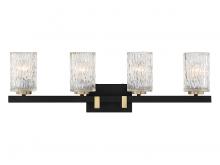 Lighting One US L8-3601-4-143 - Keene 4-Light Bathroom Vanity Light in Matte Black with Warm Brass Accents