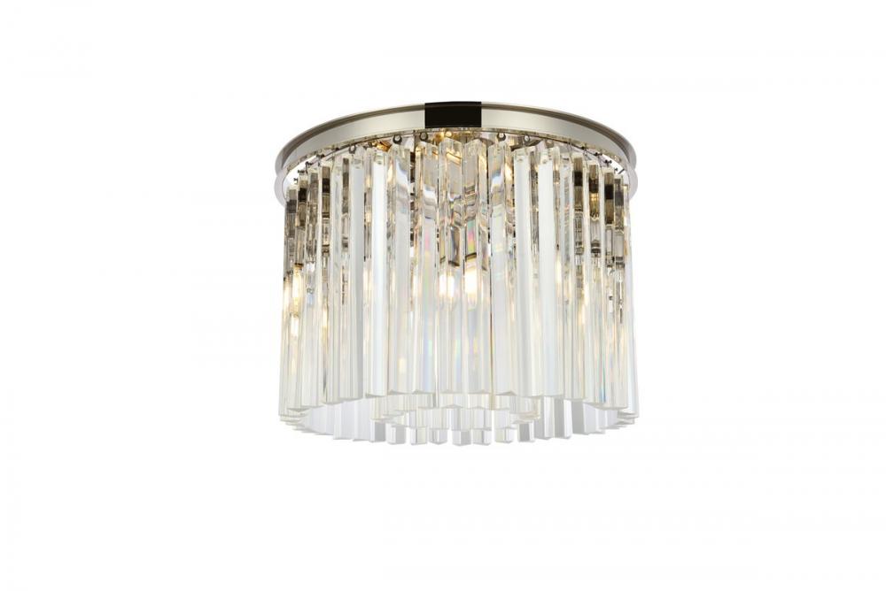 Sydney 6 Light Polished Nickel Flush Mount Clear Royal Cut Crystal