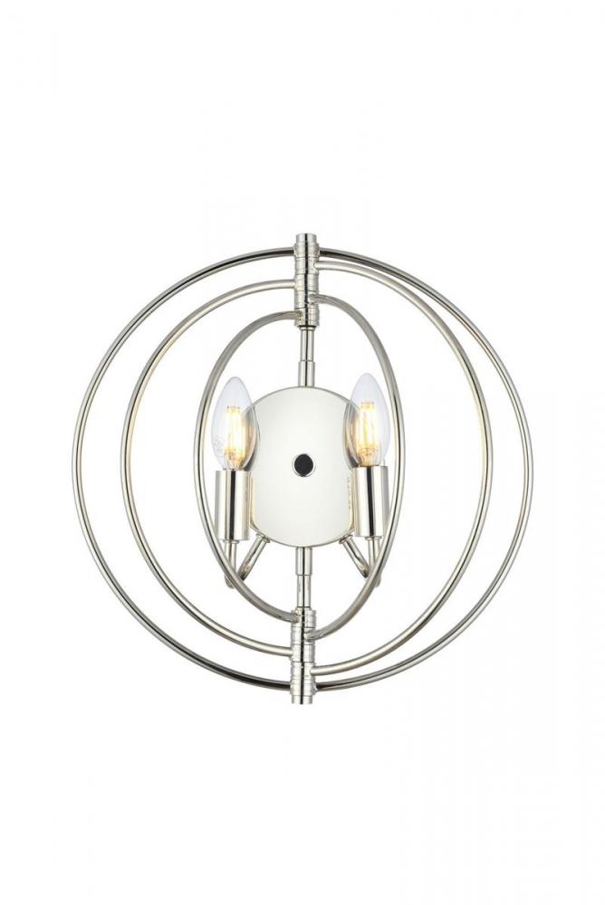 Vienna 2 Light Polished Nickel Wall Sconce