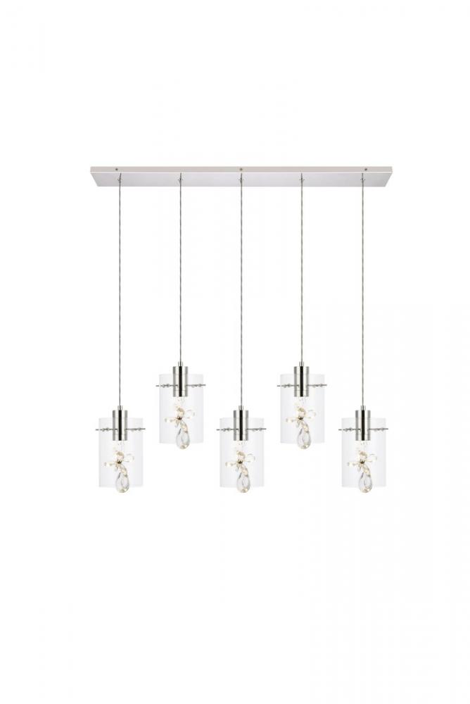 Hana 5 lights Chrome Pendant